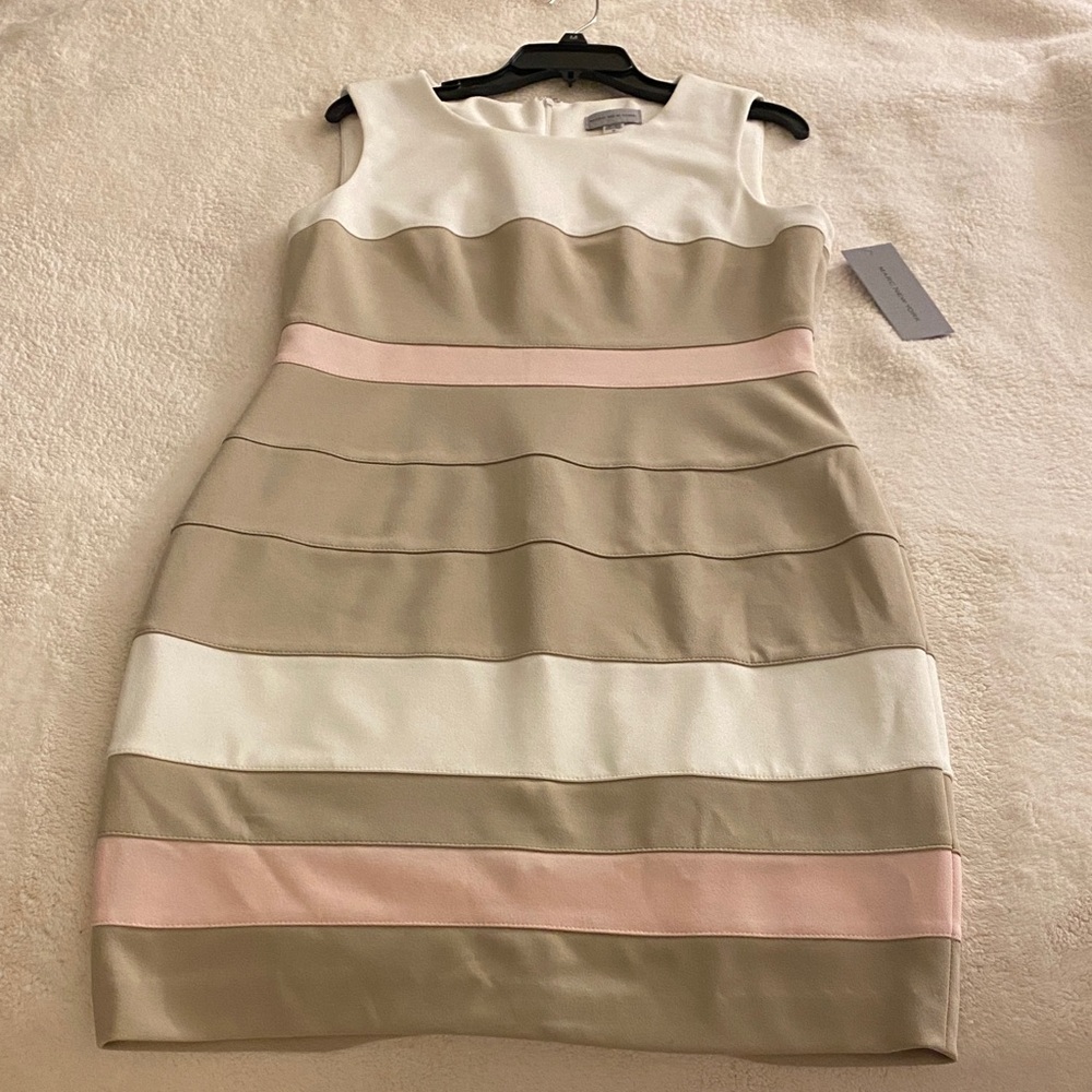 Marc New York Colorblock Mini Dress in Cream, Tan, and Pink